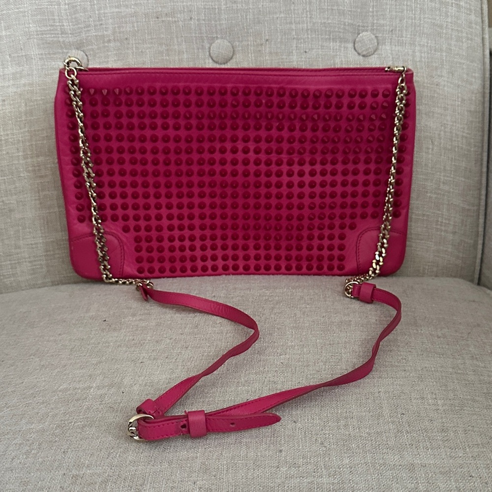 Christian Louboutin Fuchsia Studded Crossbody Bag